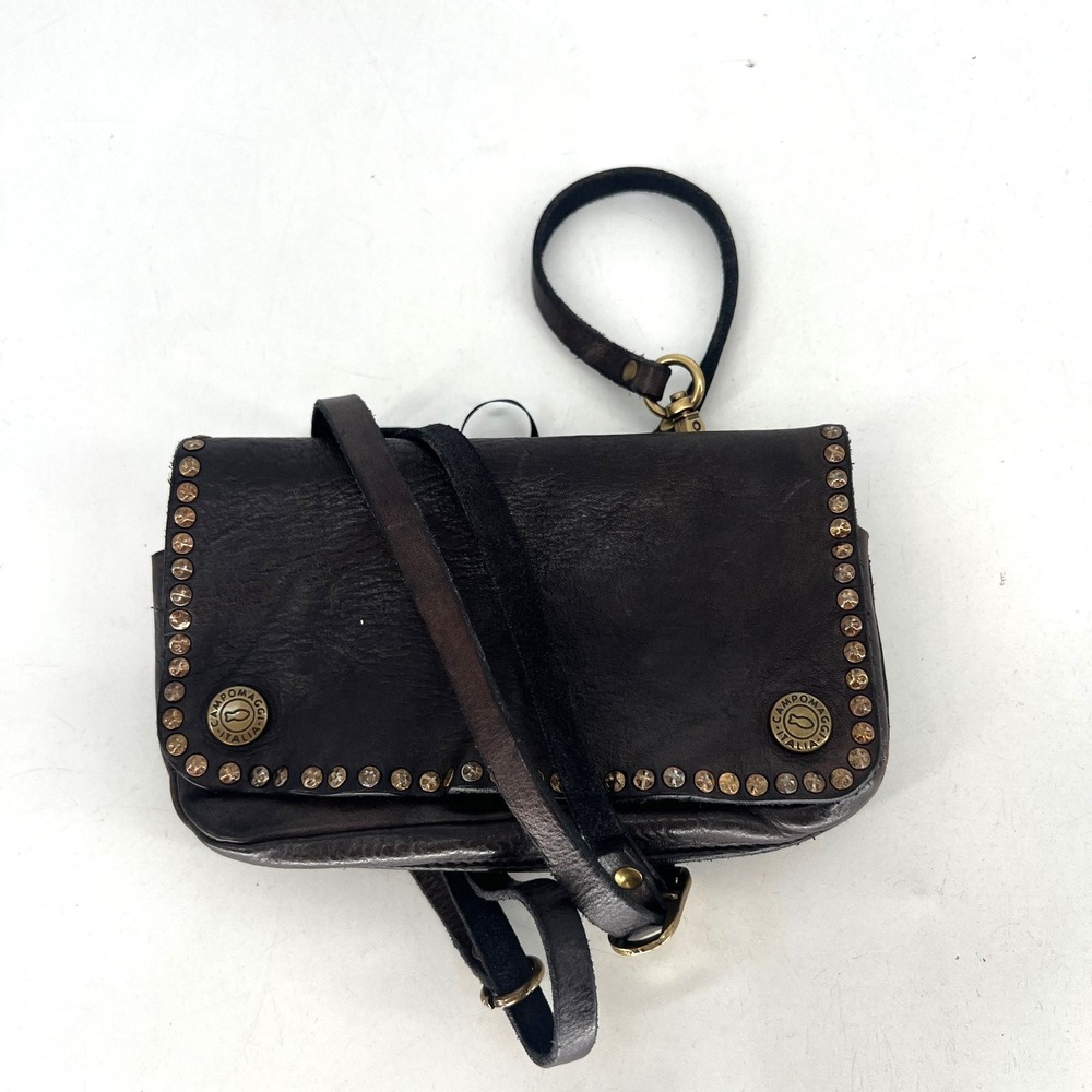 Campomaggi Crossbody Brown Italian Leather Studded Simple Classic